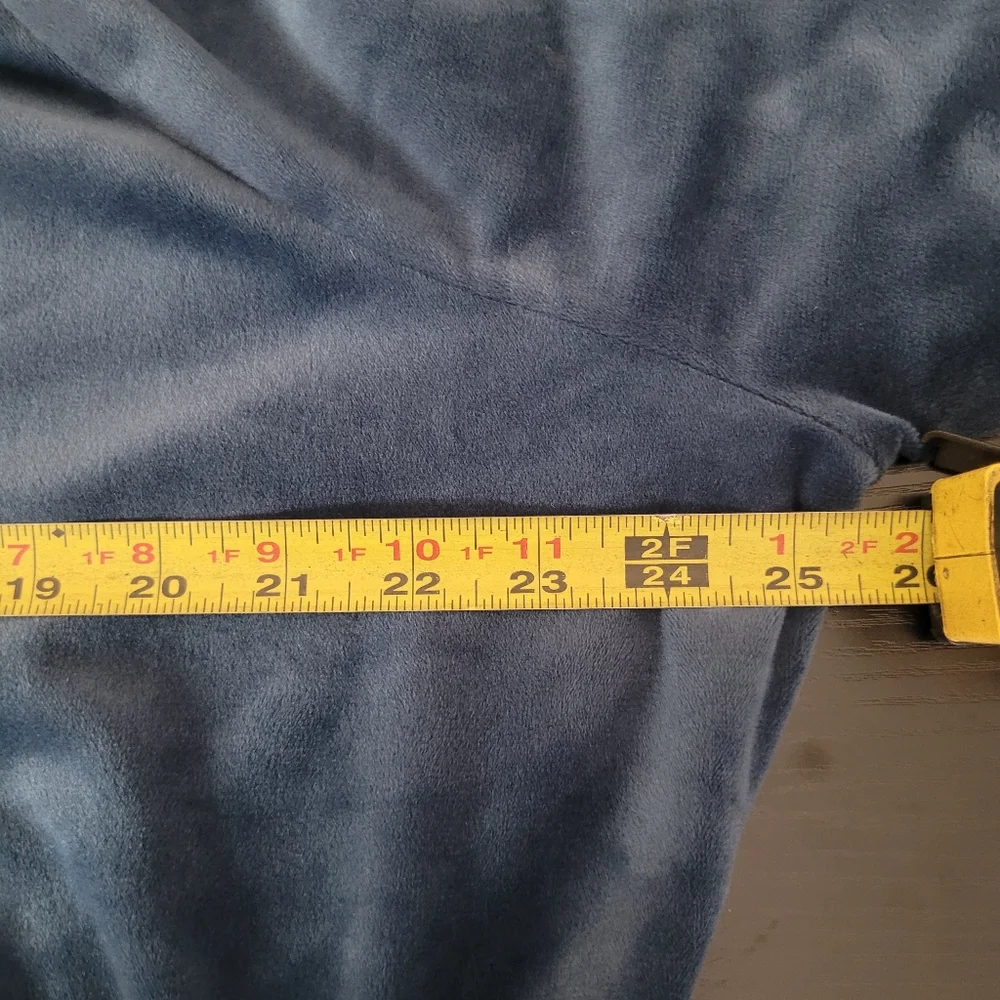 Nine West Blue Velour Zip-Up Hoodie Spring Soft Everyday Lounge Drawstring Waist - Picture 6 of 6